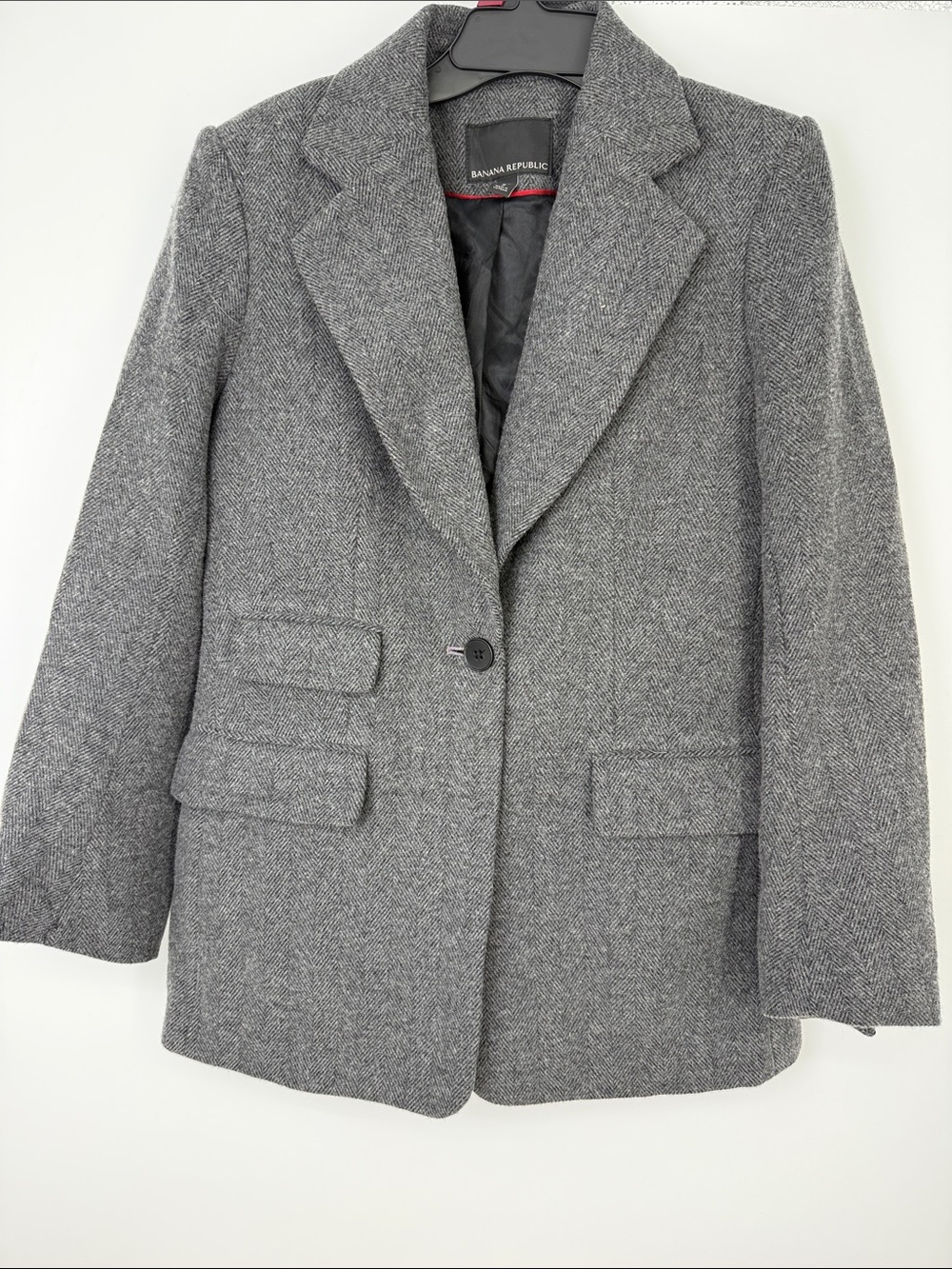 Banana Republic Gray Women's Herringbone Wool-Blend Blazer size 2P